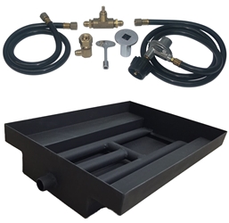 15 inch Powder Coated Burner Island Kit LP for Fire Pit / Portable Tank Connection 