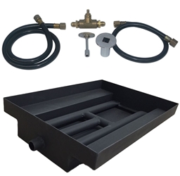 15 inch Powder Coated Burner Island Kit NG for Fire Pit / Portable Tank Connection 