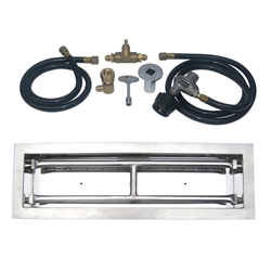 18 inch Stainless Steel Drop-In Rectangular Burner Kit LP for Fire Pit / Portable Tank Connection 