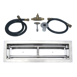 18 inch Stainless Steel Drop-In Rectangular Burner Kit NG for Fire Pit / Portable Tank Connection 