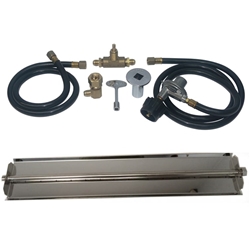 18 inch Stainless Steel Linear Burner Pan Kit LP for Fire Pit / Portable Tank Connection 