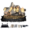 Dreffco 18" Premium Gas Logs - Remote Control Kit Included - For Liquid Propane Vented Fireplaces - Great Oak Design (Logs + Remote Light Kit)