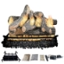 Dreffco 18" Premium Gas Logs - Remote Control Kit Included - For Liquid Propane Vented Fireplaces - Great Oak Design (Logs + Remote Light Kit)