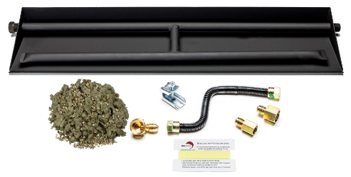Dreffco 30" Vented NG Gas Fireplace Heavy-Duty Dual Row Gas Burner with Complete Connection Kit - Specifically for 30" Fire Logs, Easy to Install, Bonus Bag of Glowing Embers Included 