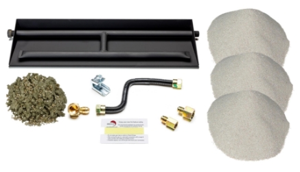 Dreffco 24" Vented NG Gas Log Fireplace Heavy-Duty Dual Row Gas Burner with Deluxe Connection Kit, Silica Sand and Glowing Embers- 2X The Flames! Its Also Easy to Install! 