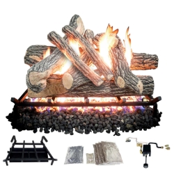 Dreffco Premium Gas Logs - for Vented Fireplaces, Natural Gas or Liquid Propane - Great Oak Design (Safety Pilot Log Kit (LP), 30") 