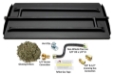 Dreffco 28" Powder Coated Steel Pan for Fire Pit or Fireplace NG - Triple Row Gas Burner Pan & Connection Kit- Specifically for 28" Fire Logs, Easy to Install + Bonus Bag of Glowing Embers - DR-BK-PCTP-FP30NG