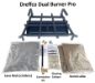 Dreffco 18" Vented LP Gas Log Fireplace Heavy-Duty Pro Fireplace Kit. Dual Row Gas Burner, Pro Connection Kit, Vermiculite, Glowing Embers, and Log Grate- Everything but the logs - DR-FPLBK4-18-LP