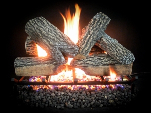 Dreffco 30" Premium Gas Logs - Match Light Kit included - For Natural Gas Vented Fireplaces - Blazing Oak Design (Logs + Match Light Kit) 