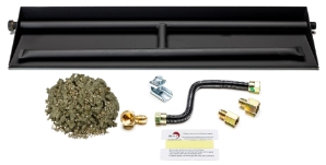 Dreffco 30" Vented NG Gas Fireplace Heavy-Duty Dual Row Gas Burner with Complete Connection Kit - Specifically for 30" Fire Logs, Easy to Install, Bonus Bag of Glowing Embers Included 