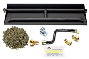 Dreffco 24" Vented NG Gas Fireplace Heavy-Duty Dual Row Gas Burner with Complete Connection Kit - Specifically for 24" Fire Logs, Easy to Install, Bonus Bag of Glowing Embers Included 