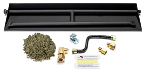 Dreffco 30" Vented LP Gas Fireplace Heavy-Duty Dual Row Gas Burner with Complete Connection Kit - Specifically for 30" Fire Logs, Easy to Install, Bonus Bag of Glowing Embers Included 