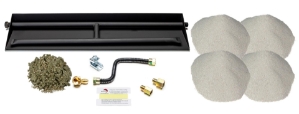 Dreffco 30" Vented NG Gas Log Fireplace Heavy-Duty Dual Row Gas Burner with Deluxe Connection Kit, Silica Sand and Glowing Embers- 2X The Flames! It's Also Easy to Install! 