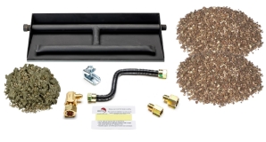 Dreffco 18" Vented LP Gas Log Fireplace Heavy-Duty Dual Row Gas Burner with Deluxe Connection Kit, Vermiculite and Glowing Embers- 2X The Flames! It's Also Easy to Install! 