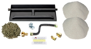 Dreffco 18" Vented NG Gas Log Fireplace Heavy-Duty Dual Row Gas Burner with Deluxe Connection Kit, Silica Sand and Glowing Embers- 2X The Flames! It's Also Easy to Install! 