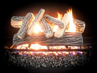 Dreffco 18" Complete Grand Oak Premium Realistic Vented Gas Log Kit For LP - Includes On/Off Hand-Held Remote! 