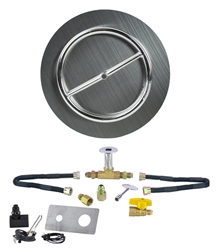 Dreffco Fire Pit 18" Stainless Steel Flat Pan with 12" Stainless Steel Burner Ring Kit, Complete with New Deluxe Connection NG Kit and Spark Ignition! 